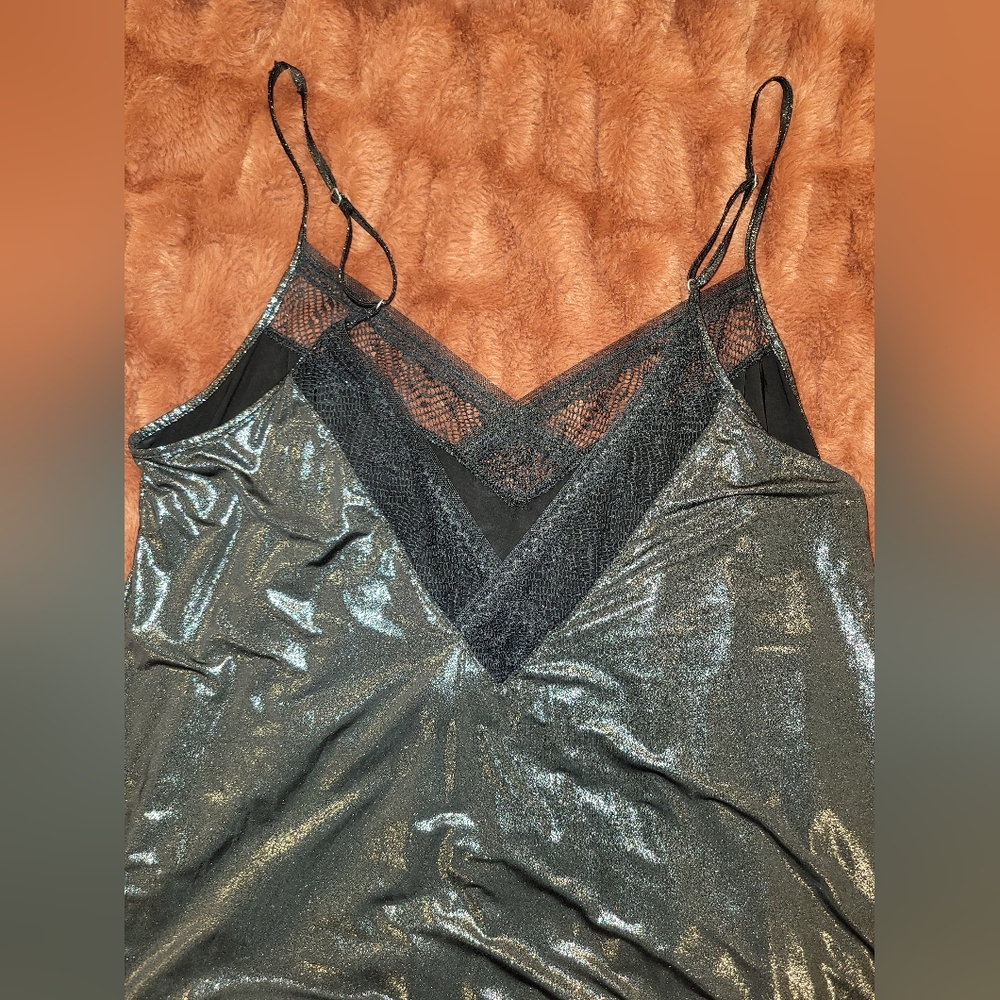 Victoria Secret Black Shiny Slip On Dress - Picture 4 of 8